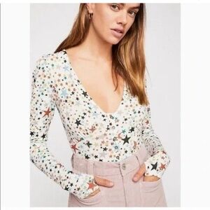 NWOT Free People white star bodysuit